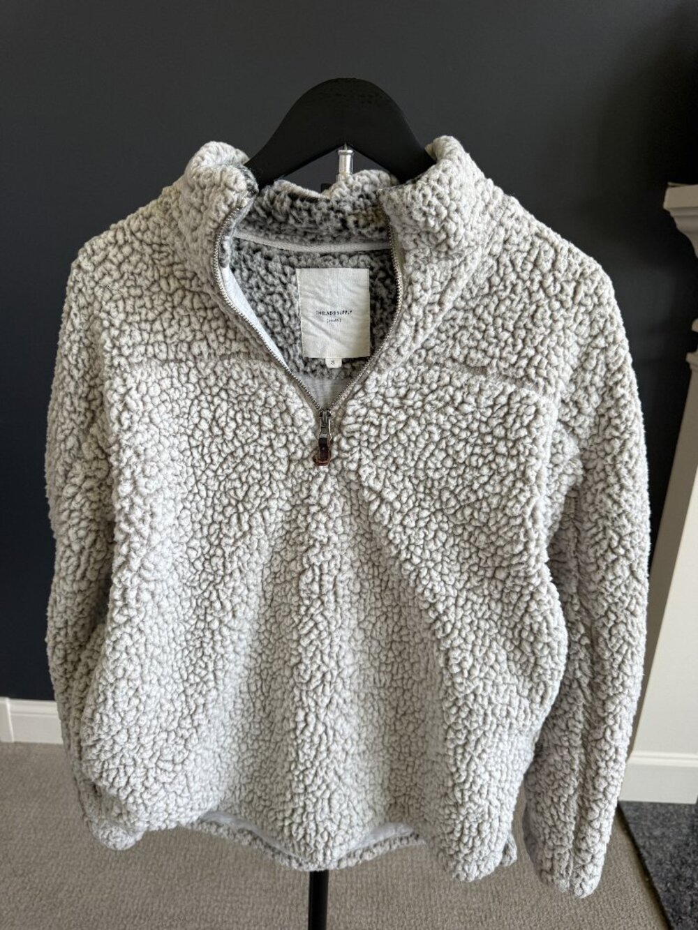 Thread & Supply Ivory Sherpa Quarter Zip Pullover S